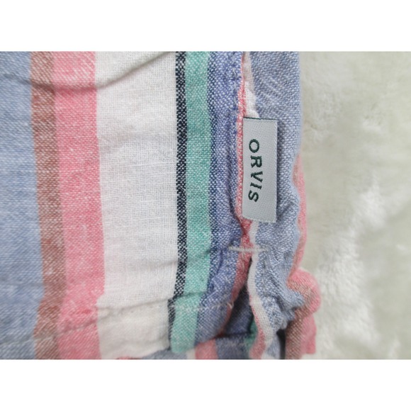 Orvis‎ Shirt Womens Medium Pink Striped Buttons Sleeveless Linen Blend Ladies* - Picture 5 of 10
